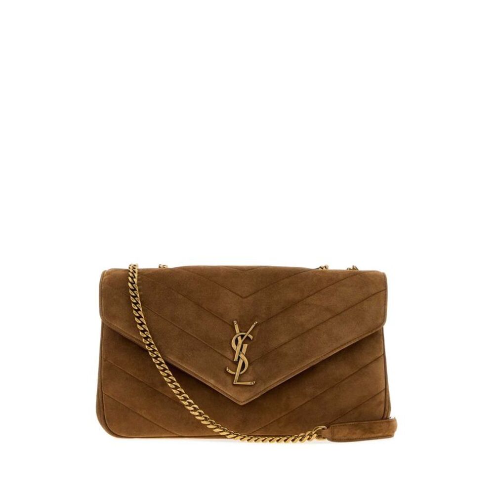 Saint Laurent Women Caramel Suede Medium Loulou Shoulder Bag